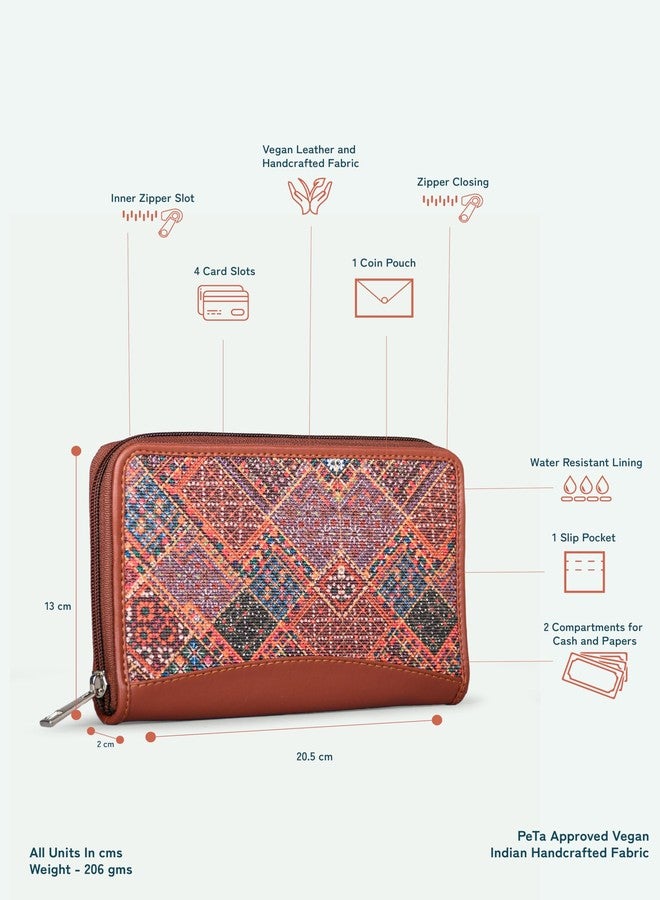 ZOUK محفظة زوك النسائية الكلاسيكية المصنوعة يدويًا بسلسلة - محفظة من الجلد النباتي بنقوش هندية | بهوج راباري - Image 5